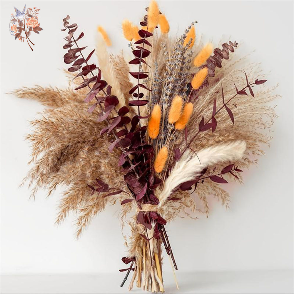 Dried Flower Bunch - 75 adet kurutulmuş Pampas okaliptüs yaprağı