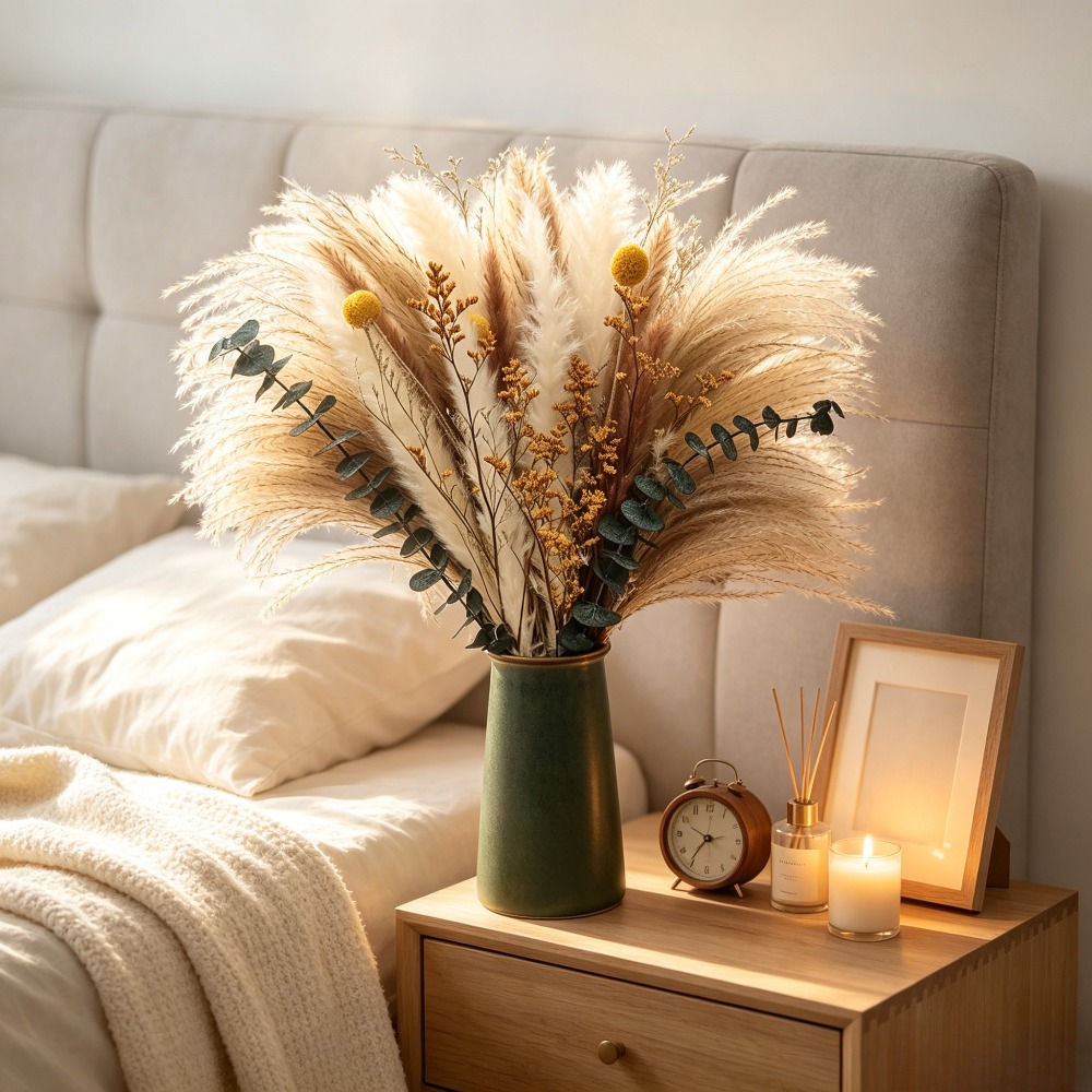 Dried Flower Bunch - Kurutulmuş Çiçek Buketi, Ev Masası Vazosu