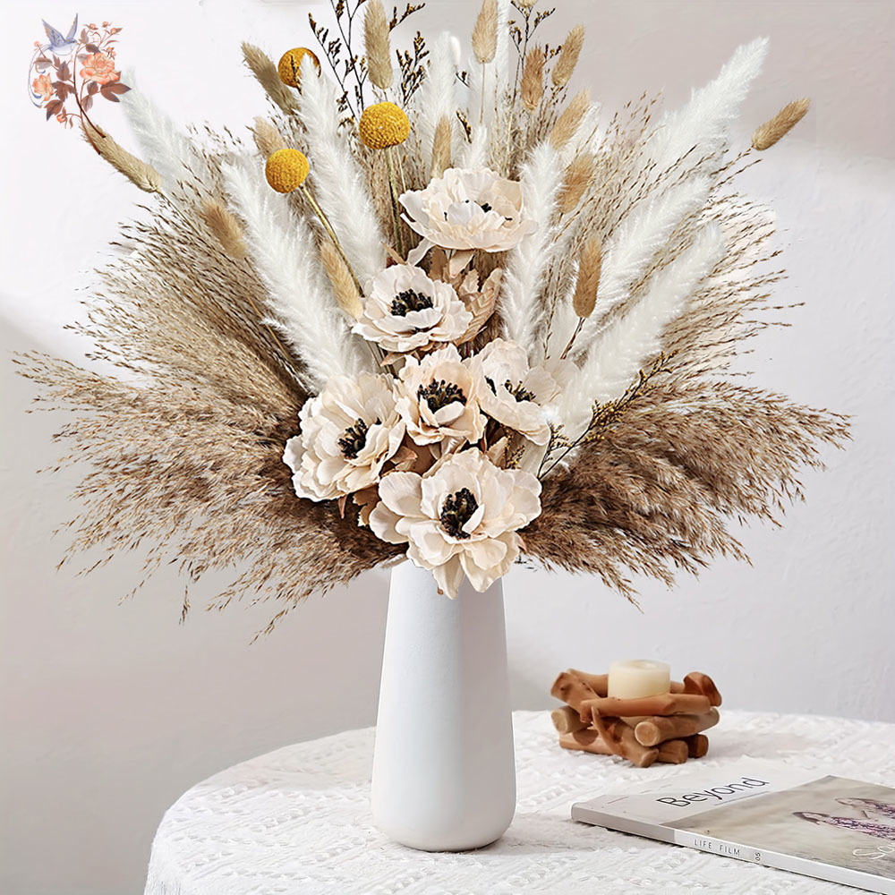 Dried Flower Bunch - 55 Adet Yapay Çiçek Buketi Kabarık
