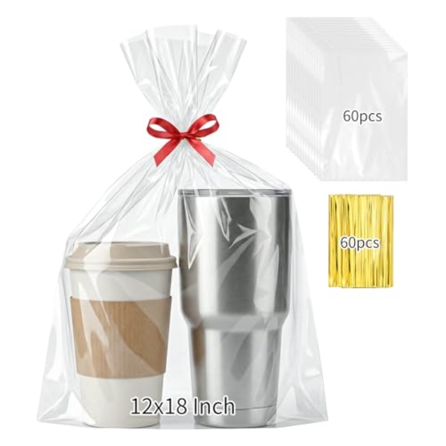 Cellophane Wrap Clear - 60 adet selofan hediye keseleri 12x18