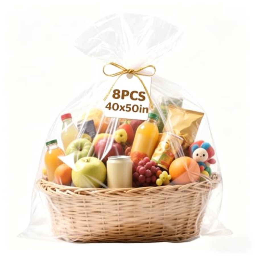 Cellophane Wrap Clear - 8 Adet Büyük Selofan Poşet, 40