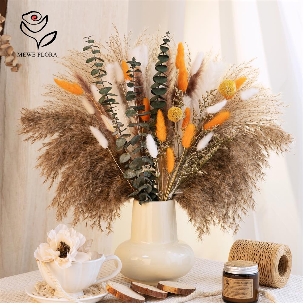 Dried Flower Bunch - 65 Adet Turuncu Pampas Çim Buket