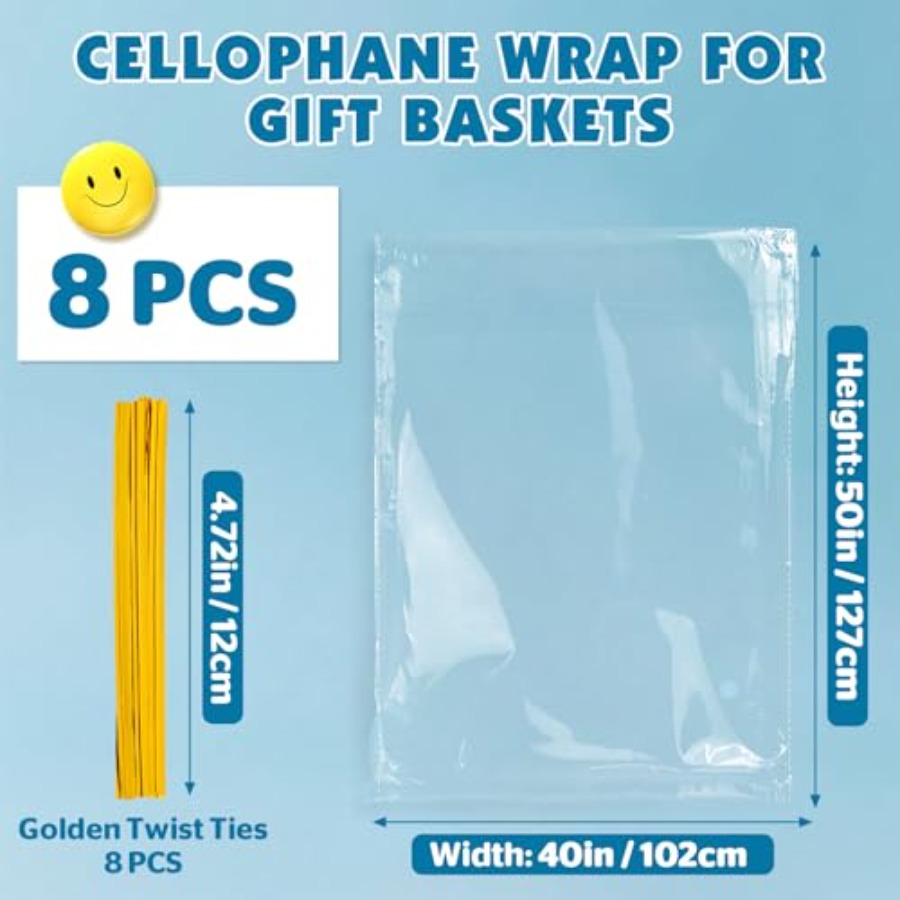 8 Adet Büyük Selofan Poşet, 40 - Cellophane Wrap Clear incelemesi ve fiyatı