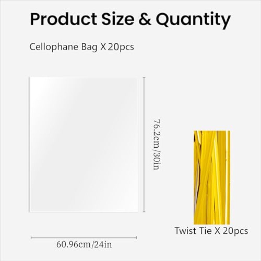 20 Adet Şeffaf Selofan Poşet,  - Cellophane Wrap Clear incelemesi ve fiyatı